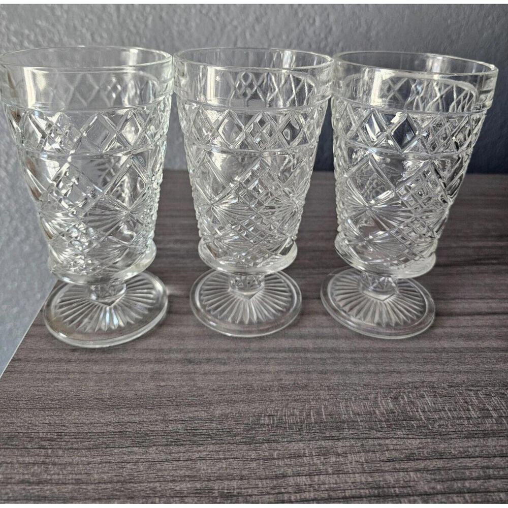 (Set of 3) Vintage Hazel Atlas Glass Clear 6 oz Iced Tea Orange Juice Tumbler